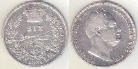 1834 Great Britain silver Sixpence A004739